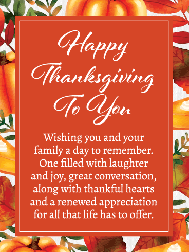 happy thanksgiving messages to family