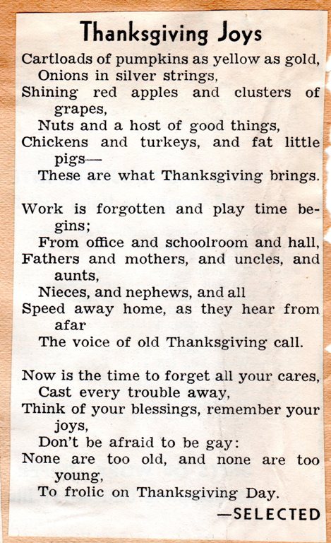 Thanksgiving Poems for Church